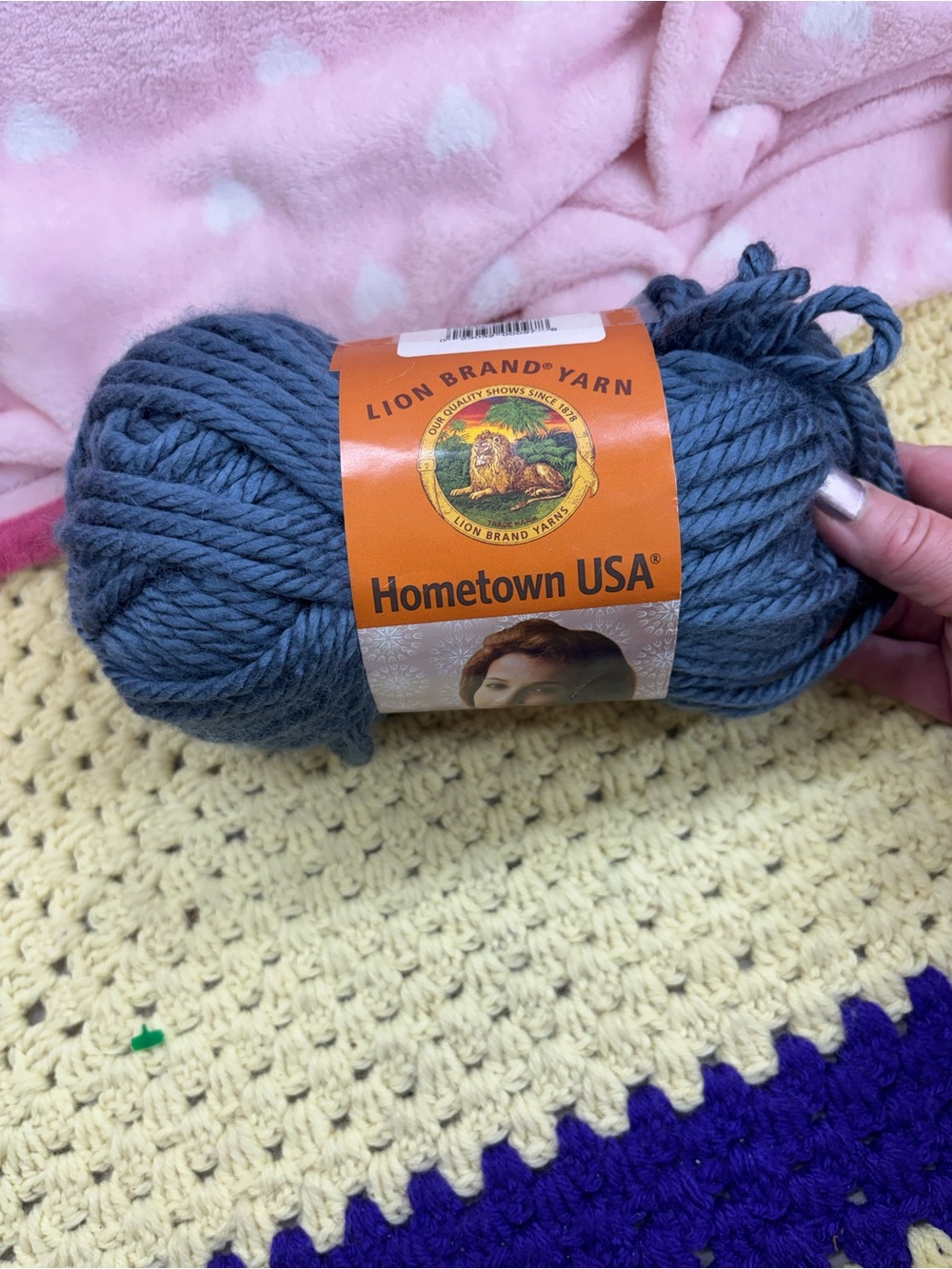 Lion brand Washington denim acrylic yarn